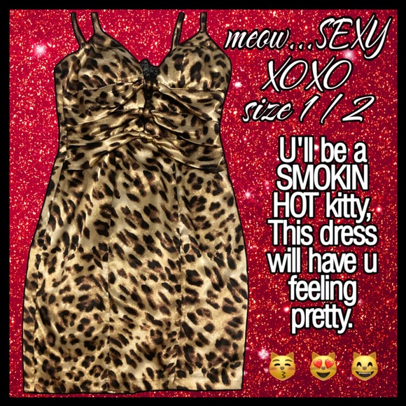 XOXO SEXY but also CLASSY AF TIGHT LEOPARD PRINT MINI DRESS size 1/2 - Picture 1 of 6